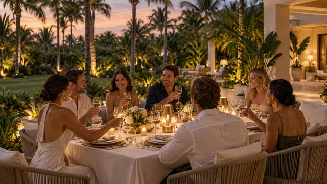 AI illustration of an intimate celebration table on a villa terrace