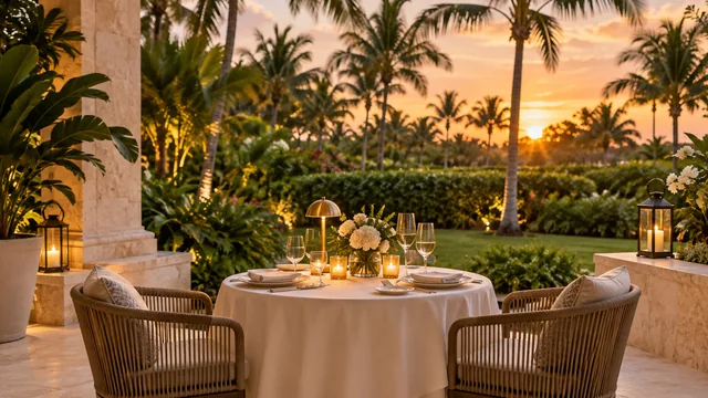 AI illustration of a private anniversary table at dusk